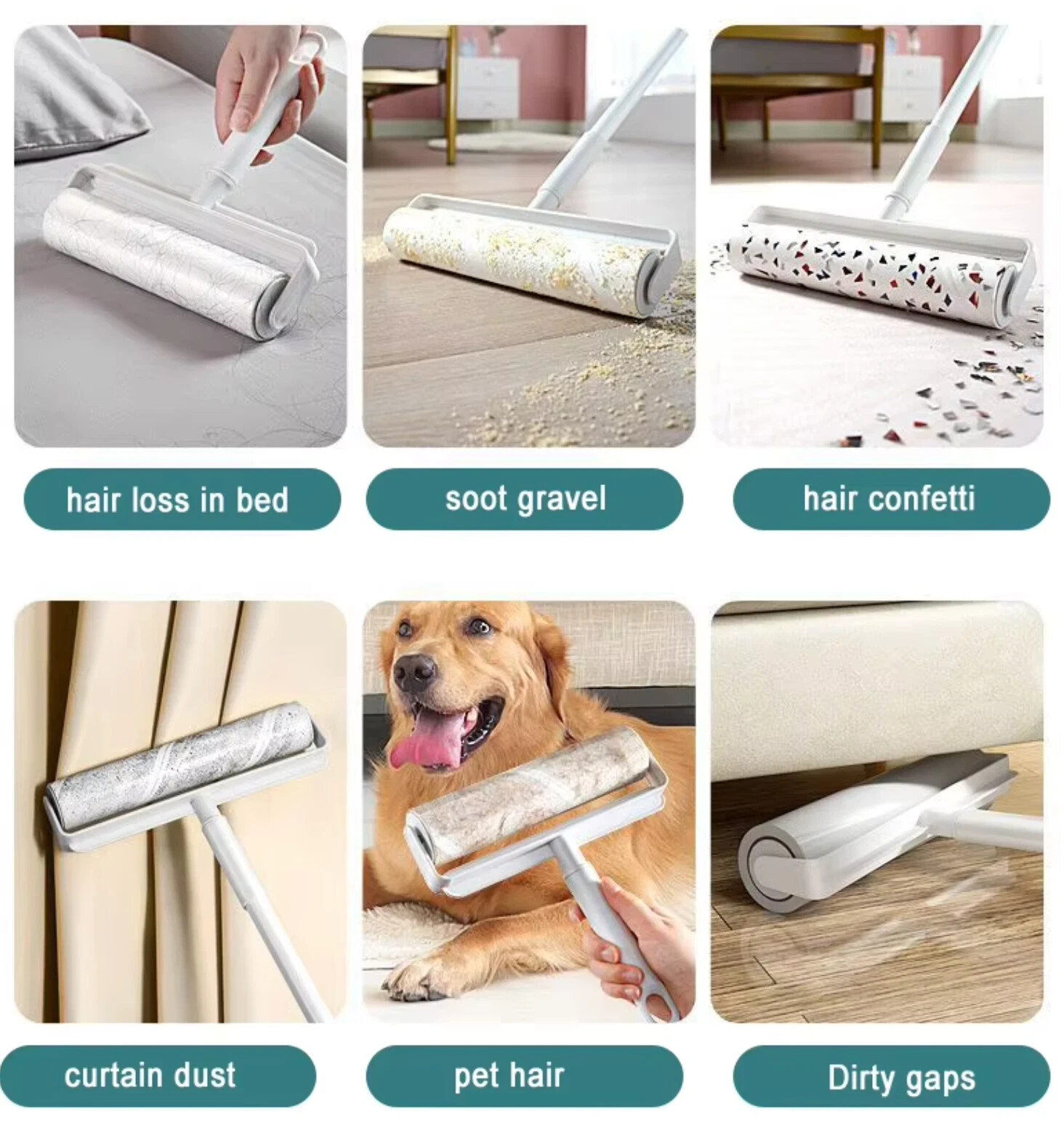 6/12-Pack Lint Roller Refills – 9.4″ Wide Extra Sticky for Pet Hair – 600 Sheets