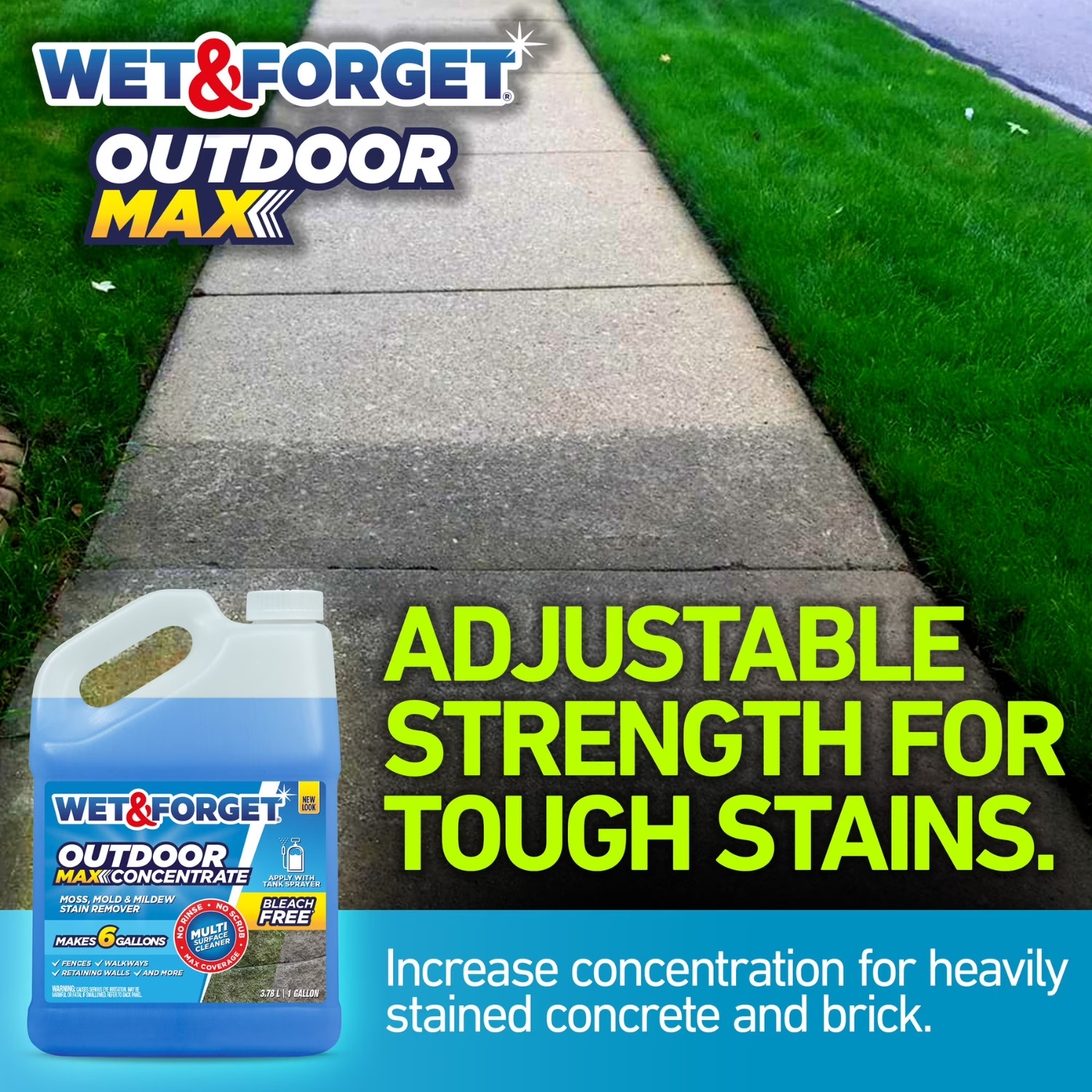 Wet&Forget Outdoor Moss, Mold, Mildew, and Algae Stain Remover Concentrate,128oz