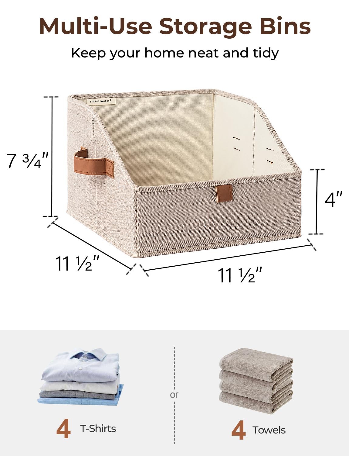 Closet Storage Bins, Trapezoid Organizer Box for Shelves, Fabric Clothes Bin,…