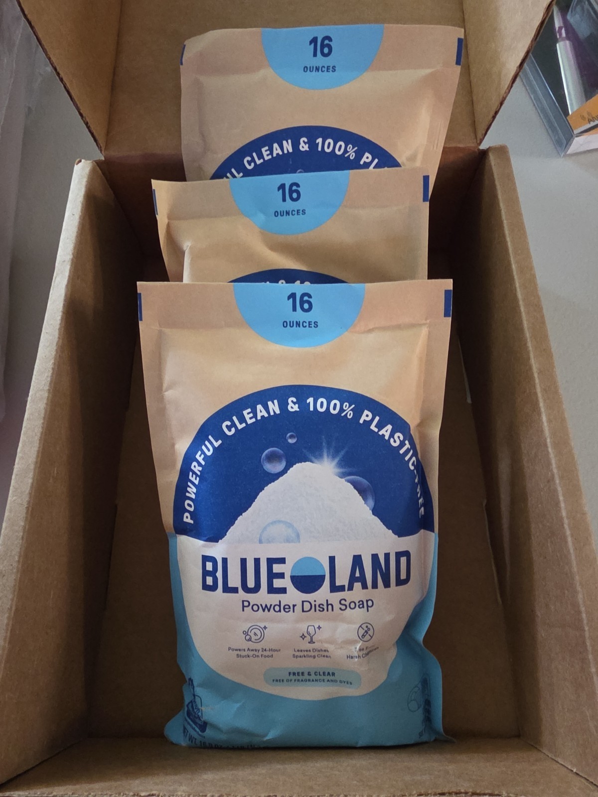 Blue Land 16 Ounces Powdered Dish Soap (3 Bags)