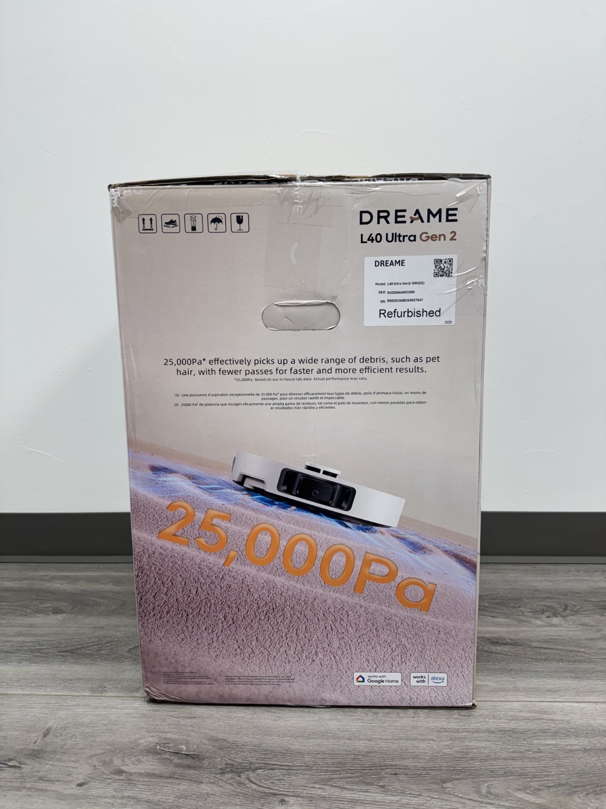 DREAME L40 Ultra Gen 2 Robot Vacuum 25kPa Suction – White – Open Box Condition