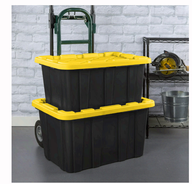 Sterilite 27 Gallon Industrial Tote, Rugged Plastic Storage Bin, 6 Pack