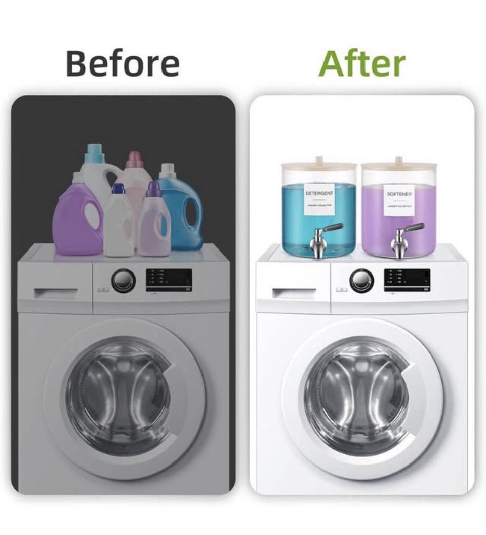 Glass Laundry Detergent Dispenser, 128 oz / 3.5L Fabric Softener Dispenser