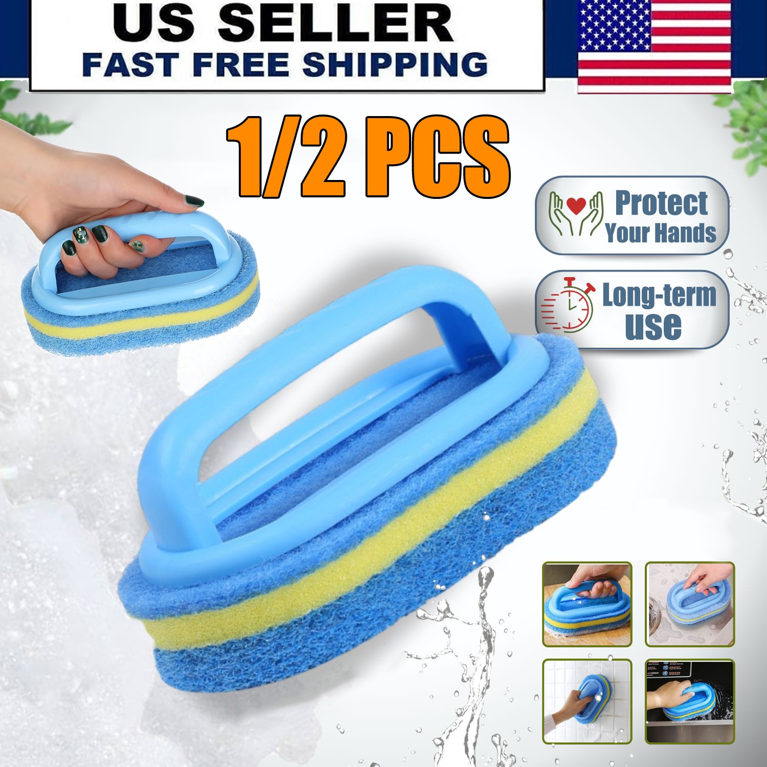 1/2pcs Magic Sponge Easy Cleaning Ceramic Tile Kitchen & Bathroom Cleaning Tool