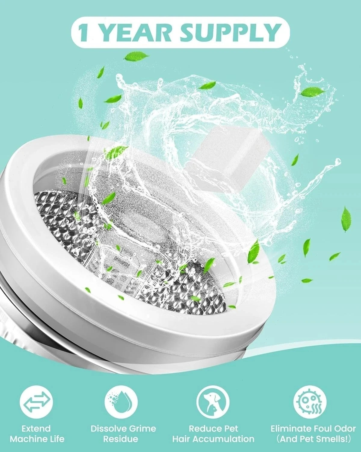 Uproot Clean Washing Machine Cleaner Tablets – 24 Pack for a 12 Month Supply. Fo