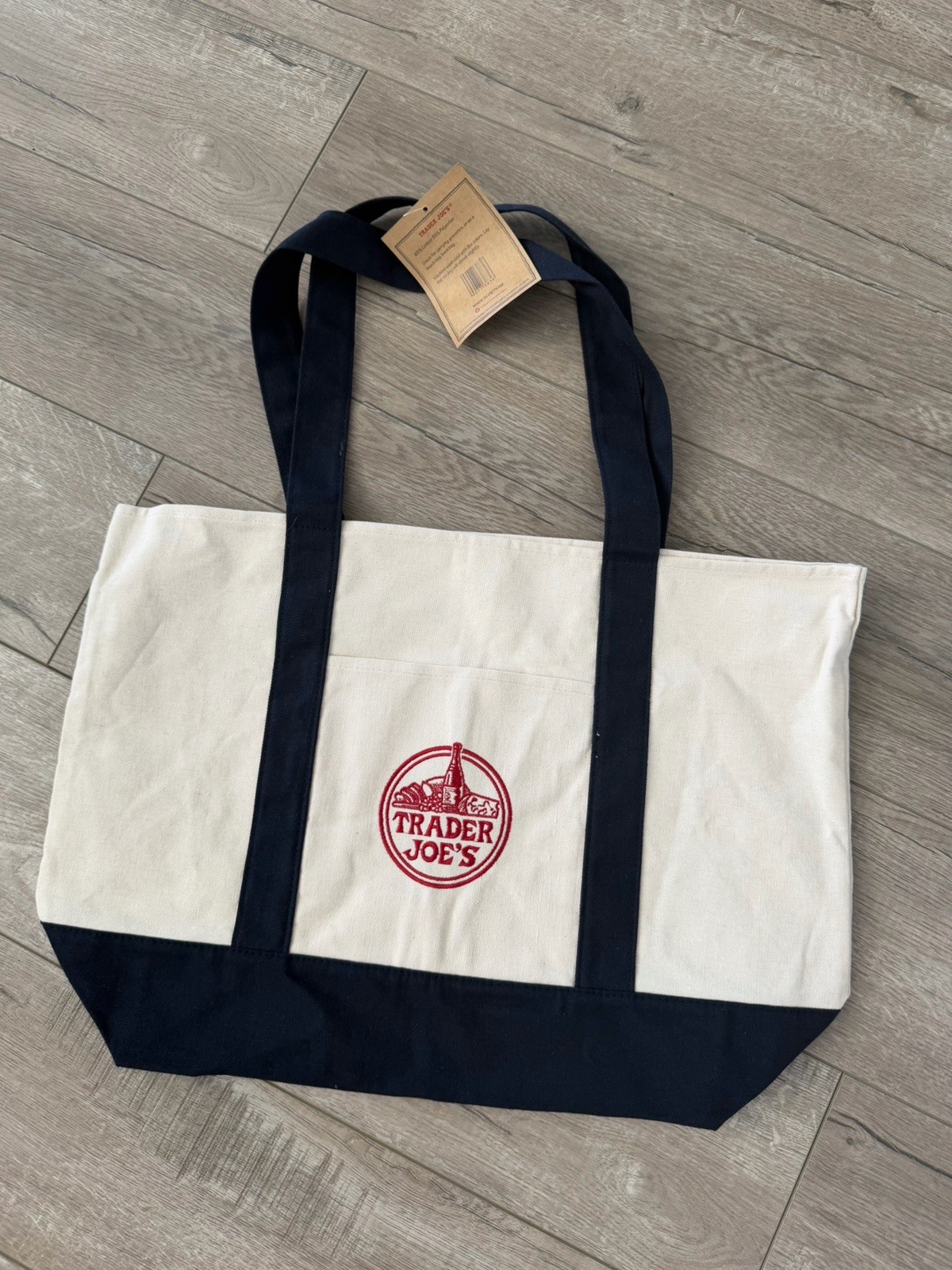 Trader Joes Iconic Canvas Bag Full Size Navy Blue Limited! Free Ship!