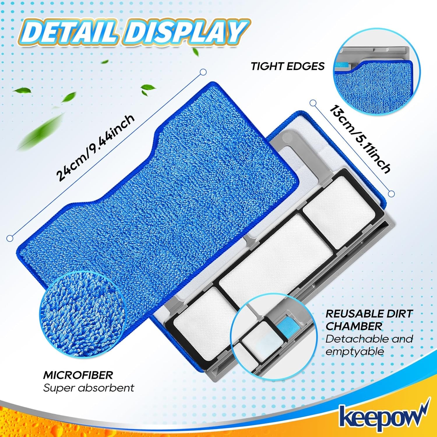 Reusable mop pad refill pack, hardwood floor mop pad, blue (1+2+3 pack)