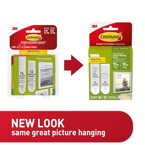 15 lb & 10 lb Large and Medium Picture Hanging Strips 28 Assorted Pairs (56