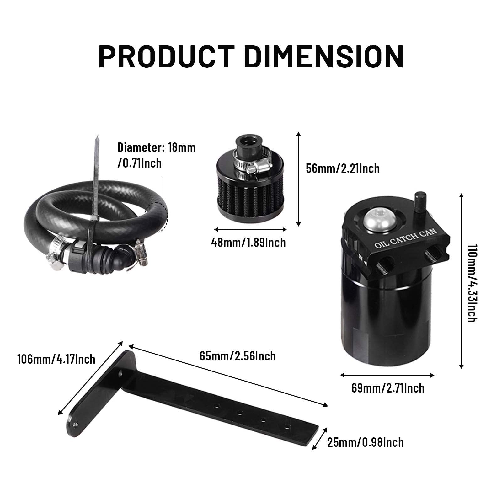 350ML Oil Catch Can 2 Port Separator Tank For Ford F150 2.7 3.5 5.0L 2011-2021