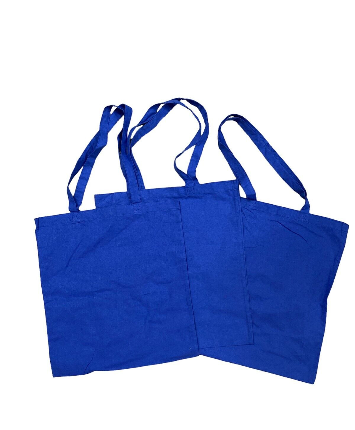 6 PK Tote Bags Blue Fabric Plain 16x14x0 Crafting Gift Shopping Lightweight NEW