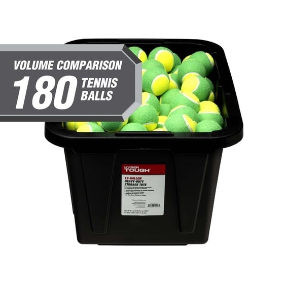 Hyper Tough 12 Gallon Small Storage Bin with Snap Lid, Black and Red, Heavy Duty