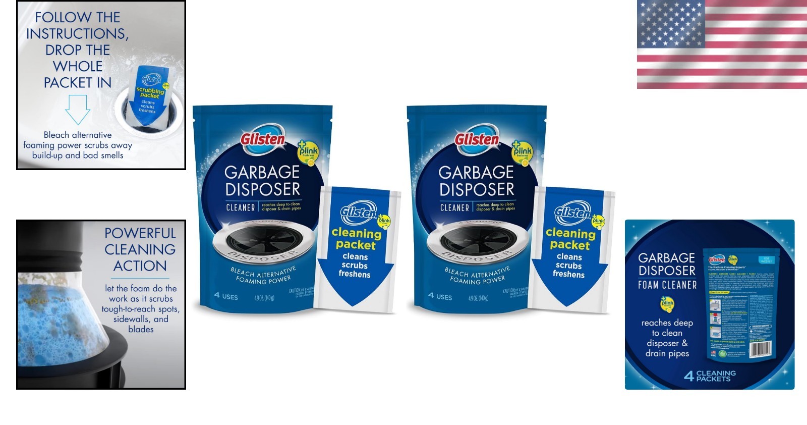 Garbage Disposer Cleaner Foaming Lemon Scent 2 Pack Drain Freshener
