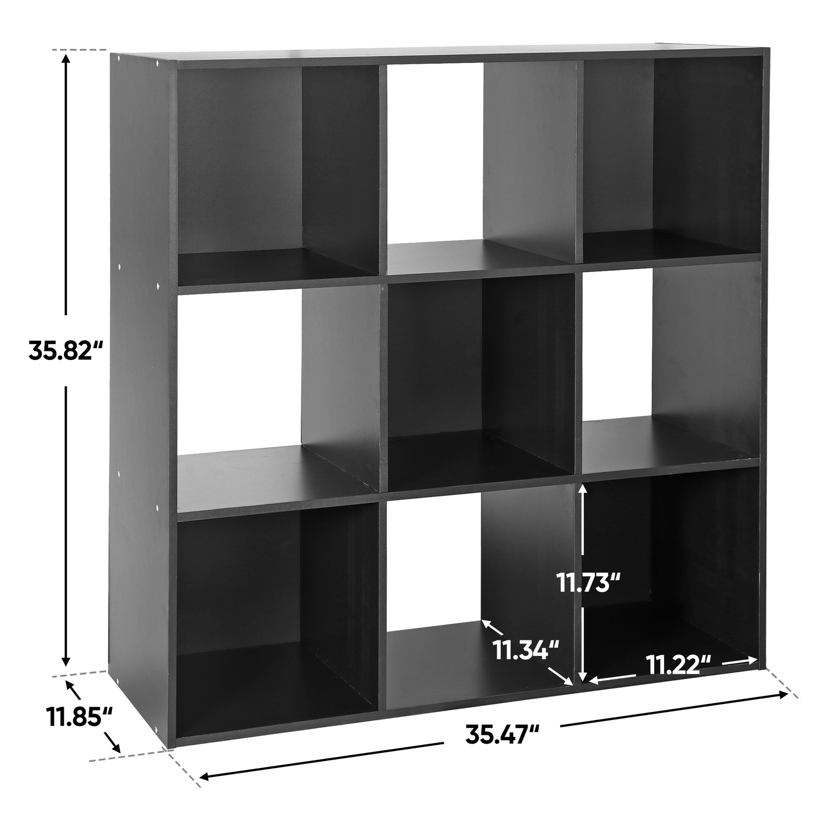 9-Cube Black Closet Organizer Storage Shelves Save Space Study Bookshelves