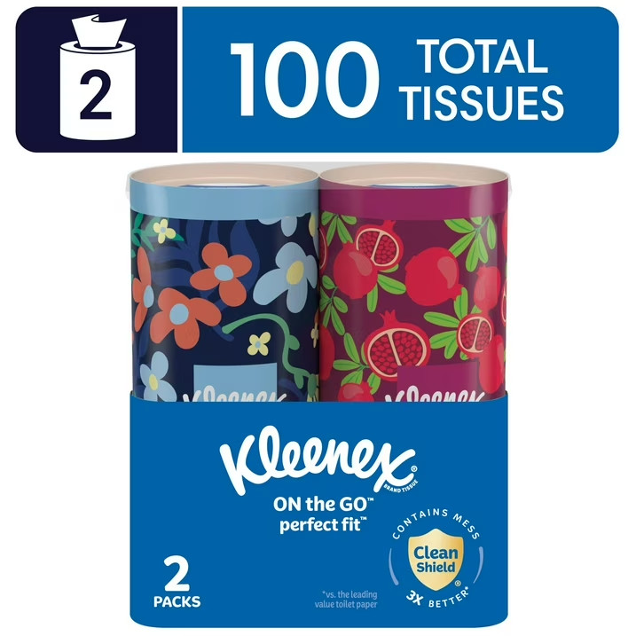 Kleenex Perfect Fit Facial Tissues 2-Ply 2 Canisters 50 Sheets Each White