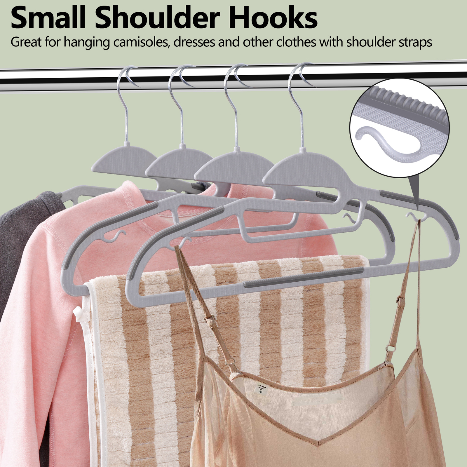 50 Pack Plastic Hangers Heavy Duty Non-Slip Clothes Hangers w/360° Swivel Hook