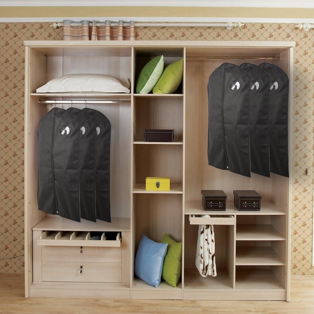 Pack of 3, 41 Inches Black Hanging Breathable Suit Garment Bags for Mens Clos…