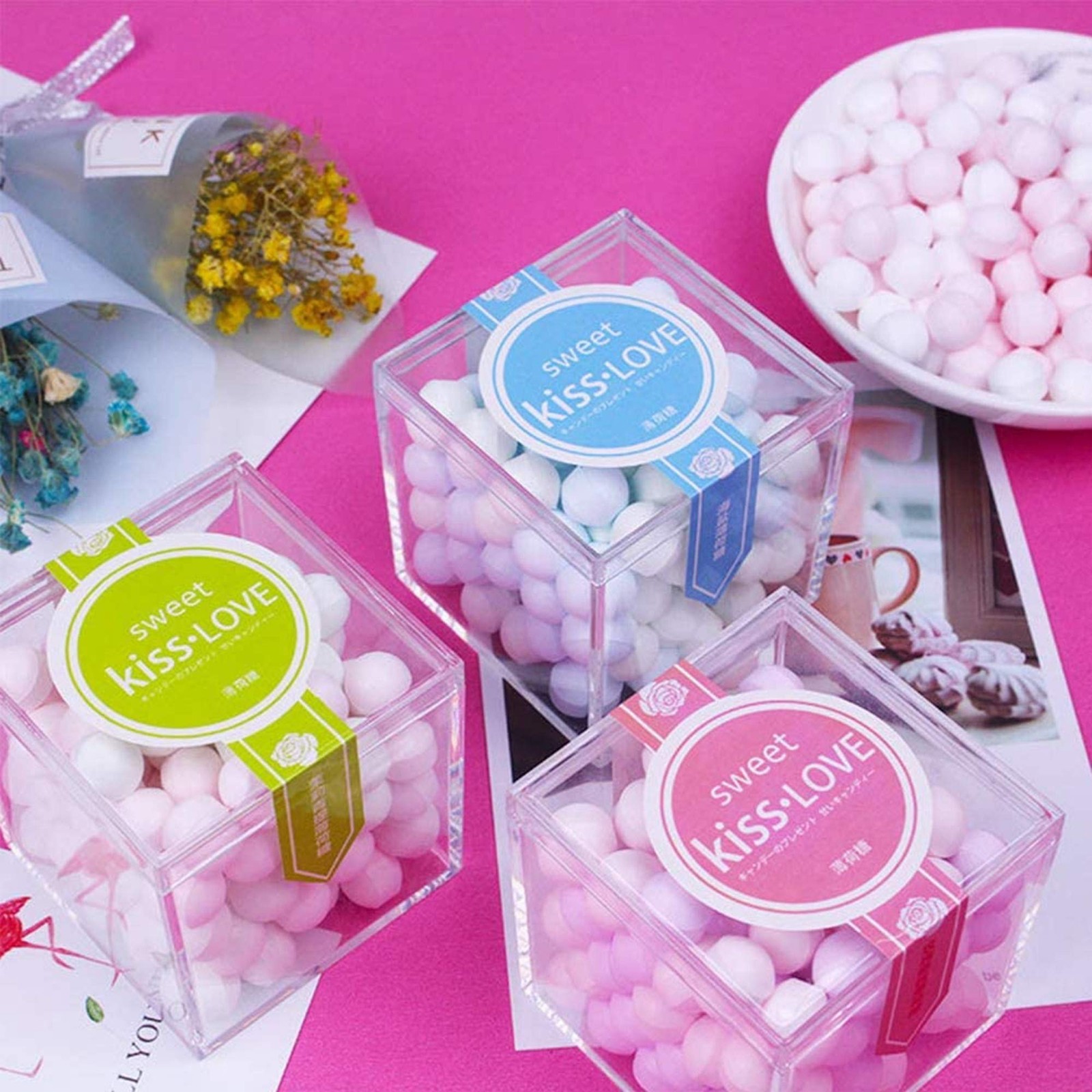 Acrylic Box Clear Display Case with Lid 4 Packs Plastick Square Cube Wedding …
