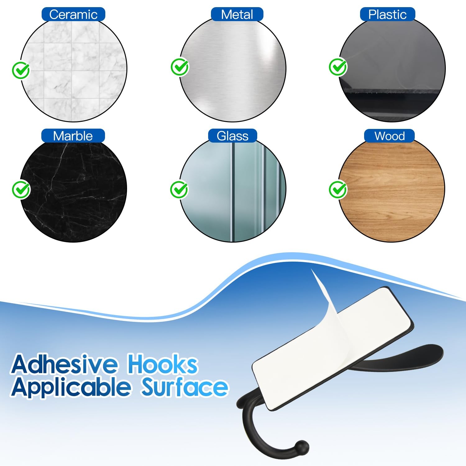 2 PCS 8lb Stainless Steel Adhesive Wall Hooks Sticky Towel Hat Coat Hanger