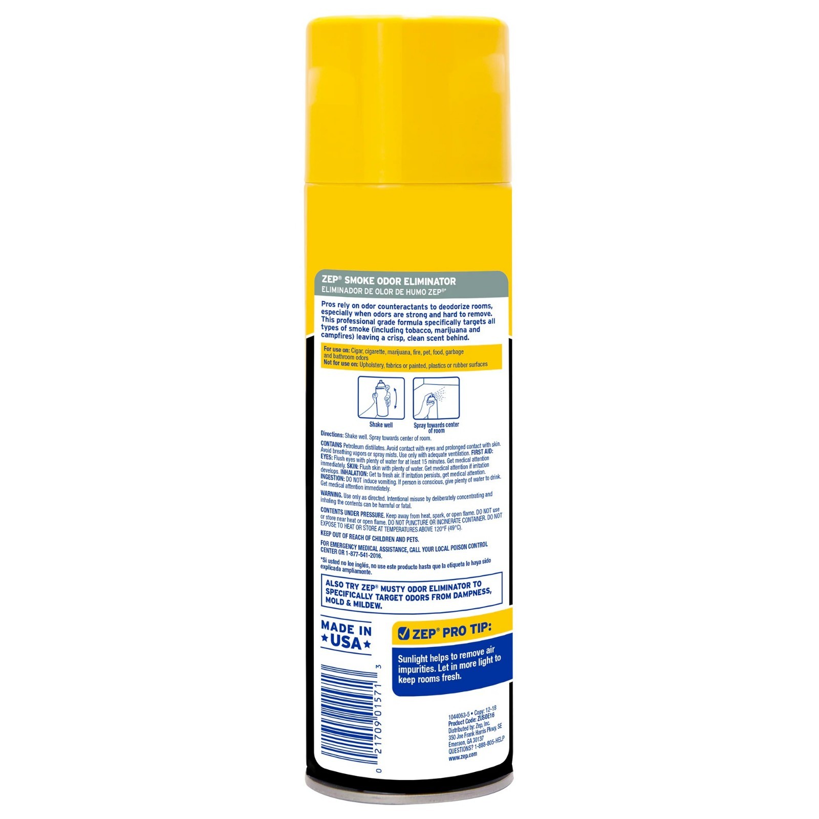 Zep Spray Air Freshener Smoke Odor Eliminator 16 oz Pets & Smoke Odors