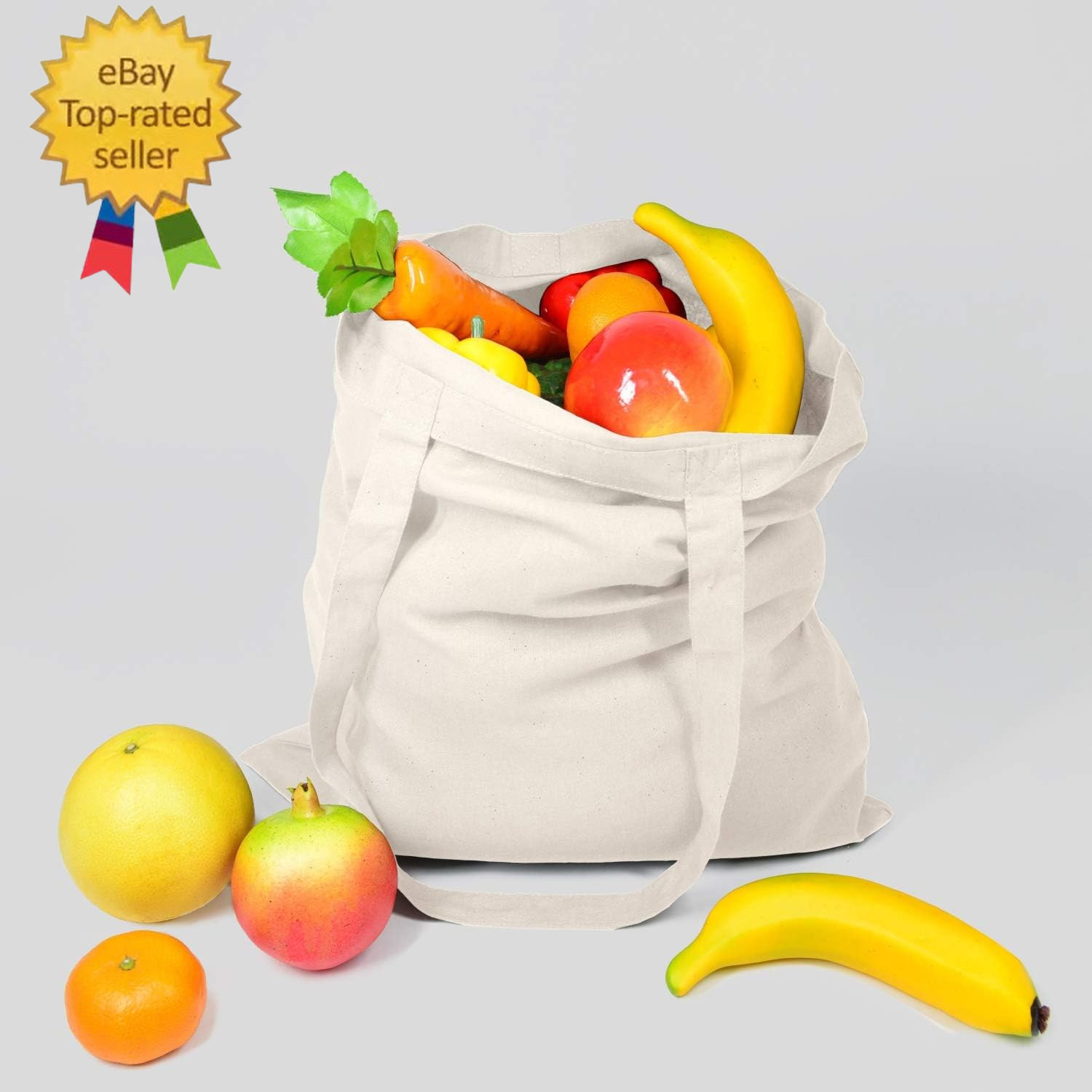 25 Pack 15” X 16” Natural Cotton Tote Bags, Lightweight Blank Bulk Cloth Bags