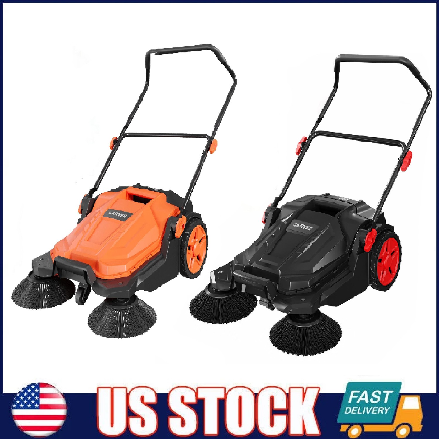 Walk-Behind Hand Push Floor Sweeper ,25.6″ Sweeping Width Manual for Patio Yard