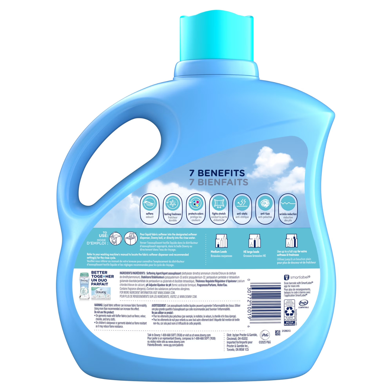 (2 Pack) Downy Liquid Fabric Softener, Cool Cotton Scent, 111 fl oz, 150 Loads