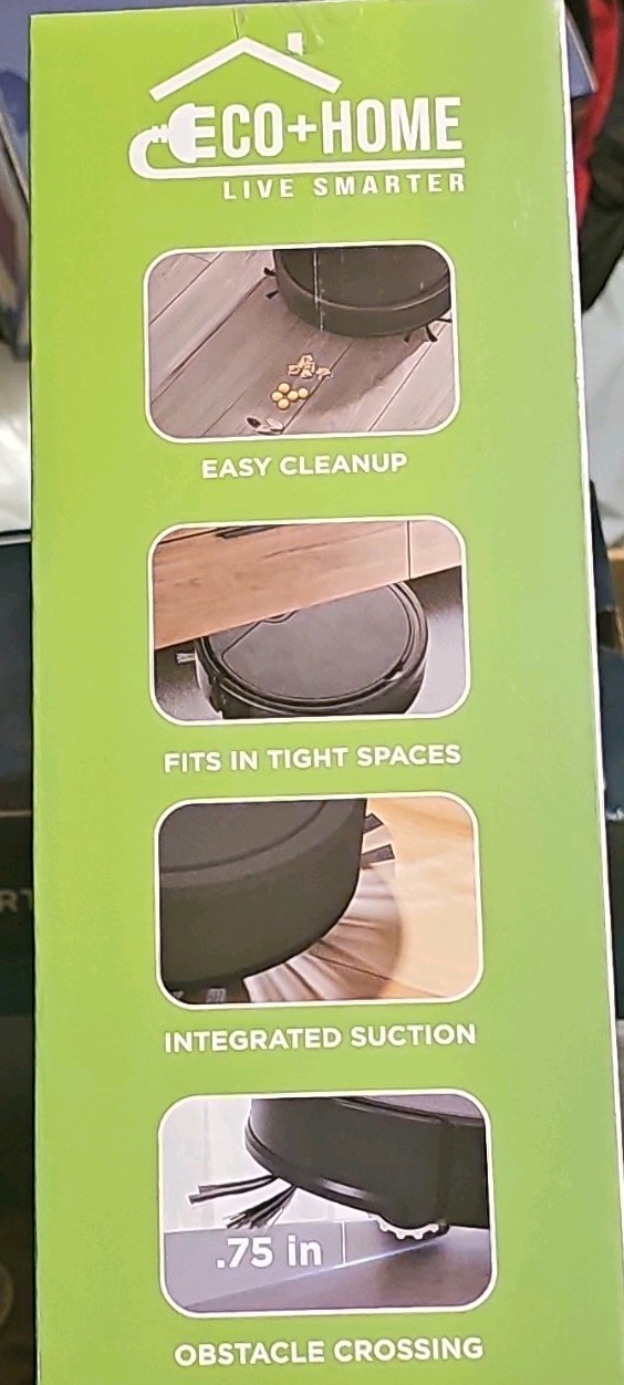 Eco+Home Cordless Bagless Robot Vacuum, App Control, Gray, Sensors/Route