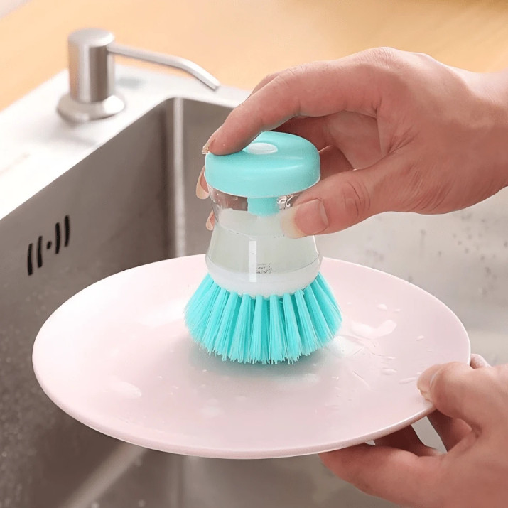 1 pc Kitchen Pot Cleaning Brush – Dishwashing Brush with Built-In Soap Dispenser