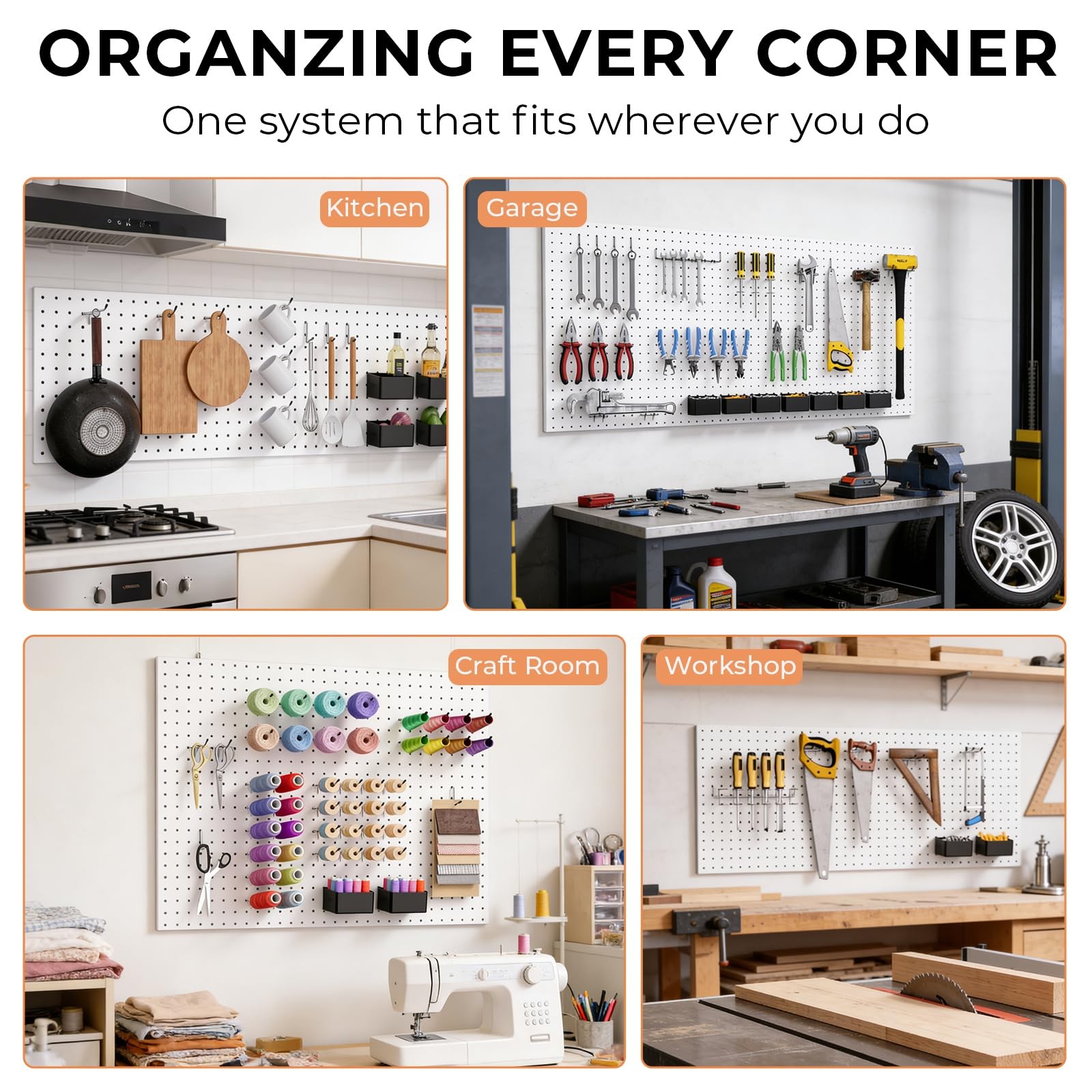 320 PCS Pegboard Accessories Organizer Kit Hooks 20 PCS Bins Fits 1/8 1/4 Inch