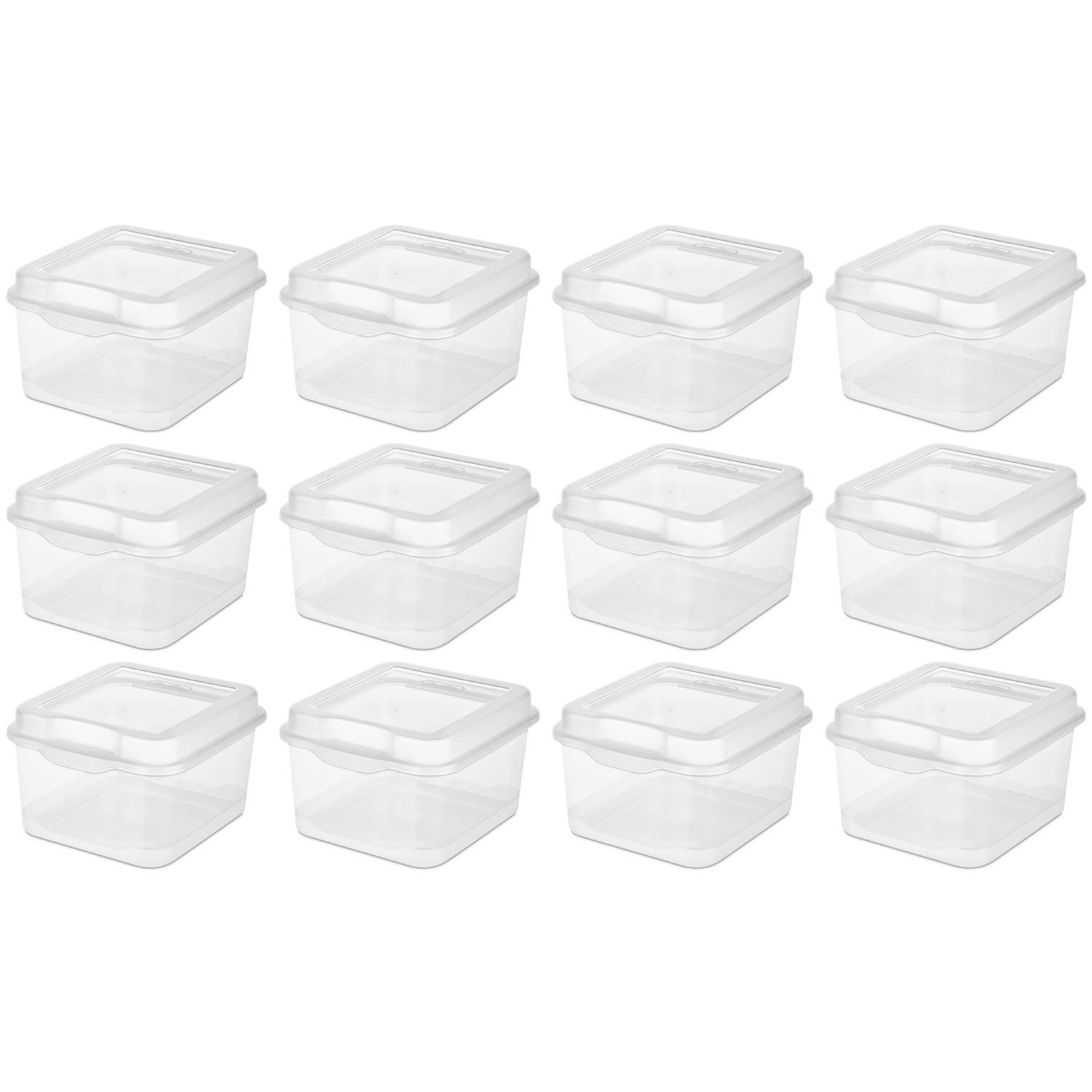 Sterilite Plastic FlipTop Hinged Storage Box Container w/ Latching Lid (12 Pack)