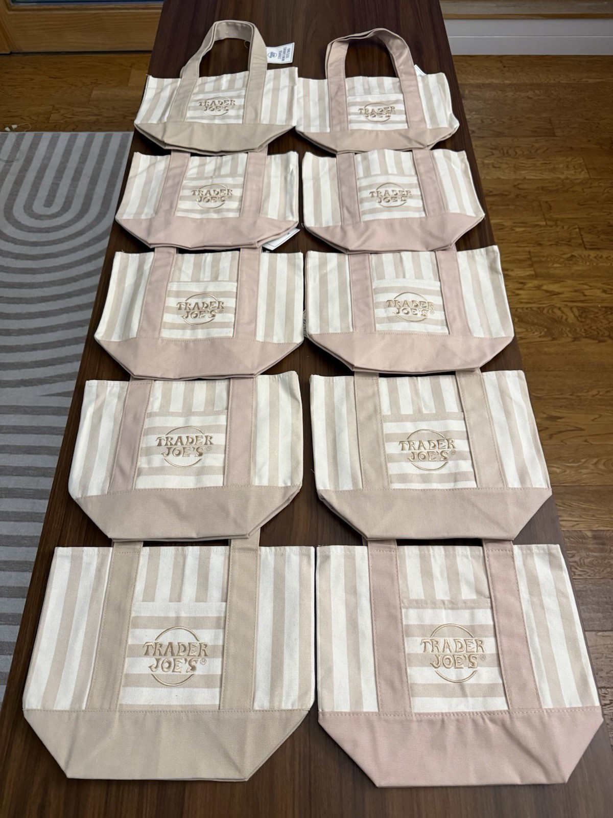 Trader Joe’s Mini Pastel Stripe Canvas Tote Bag Limited Edition Set Of 4 | US