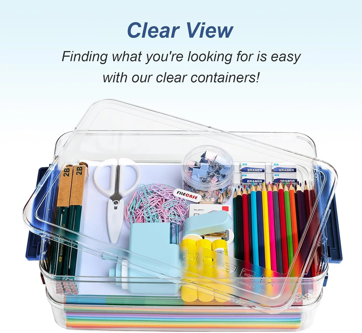9×13 Clear Plastic Project Case Stackable Storage Box 2-Pack 5.5Qt Container