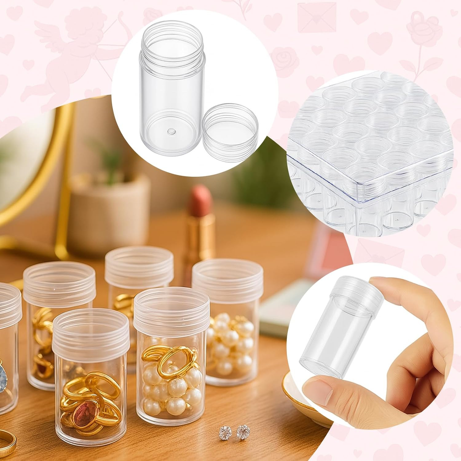 Embroidery Diamond Storage Box, 30PCS Big Clear Plastic Bead Containers with Sil