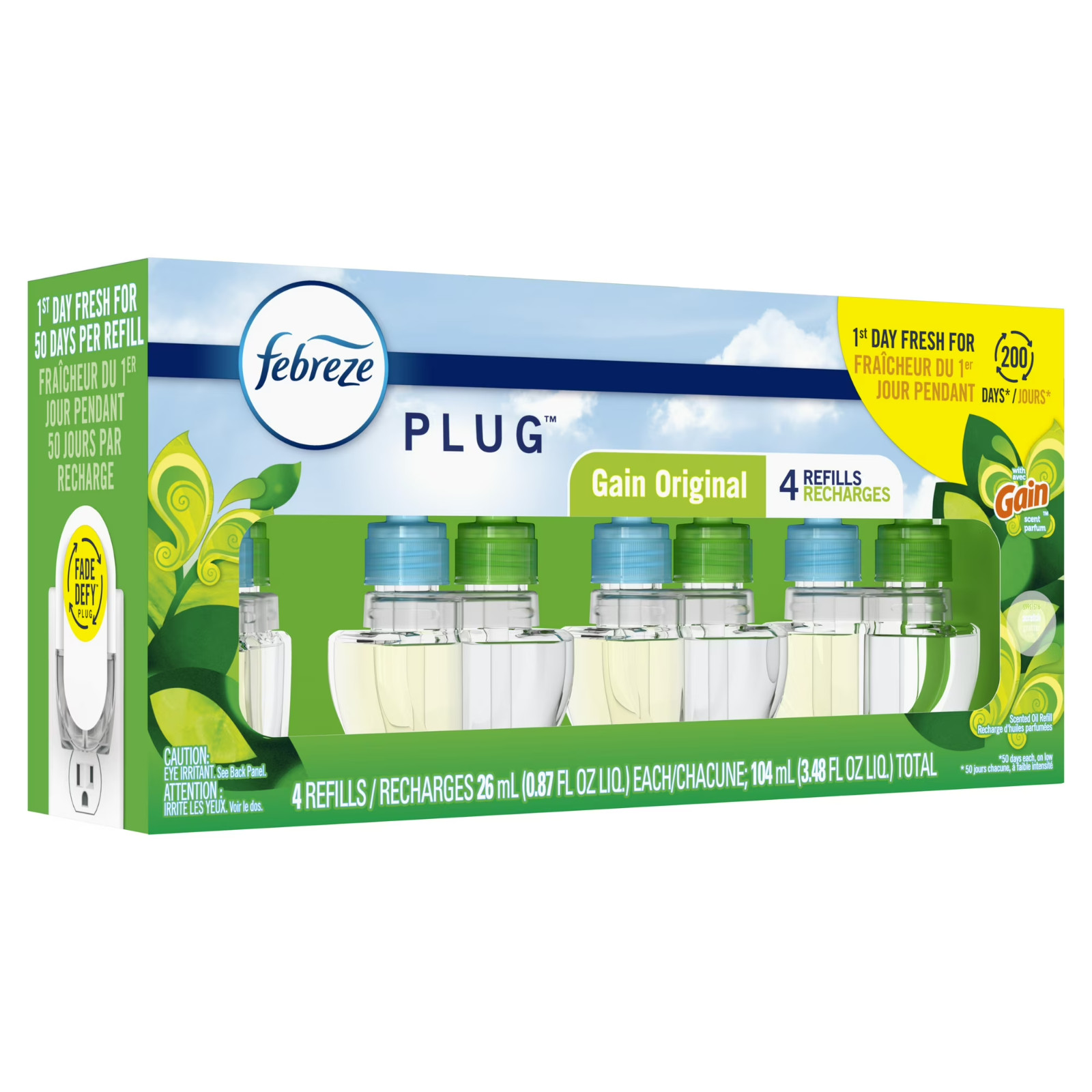 3 PACK, Febreze Plug In Air Freshener Scented Oil Refill Gain, 4 Count