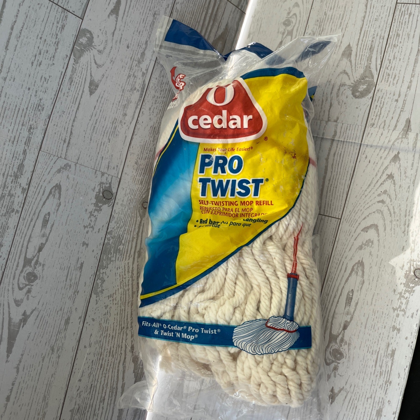 O-Cedar Pro Twist Self-Twisting Mop Refill Fits All Twist N Mop White Cotton
