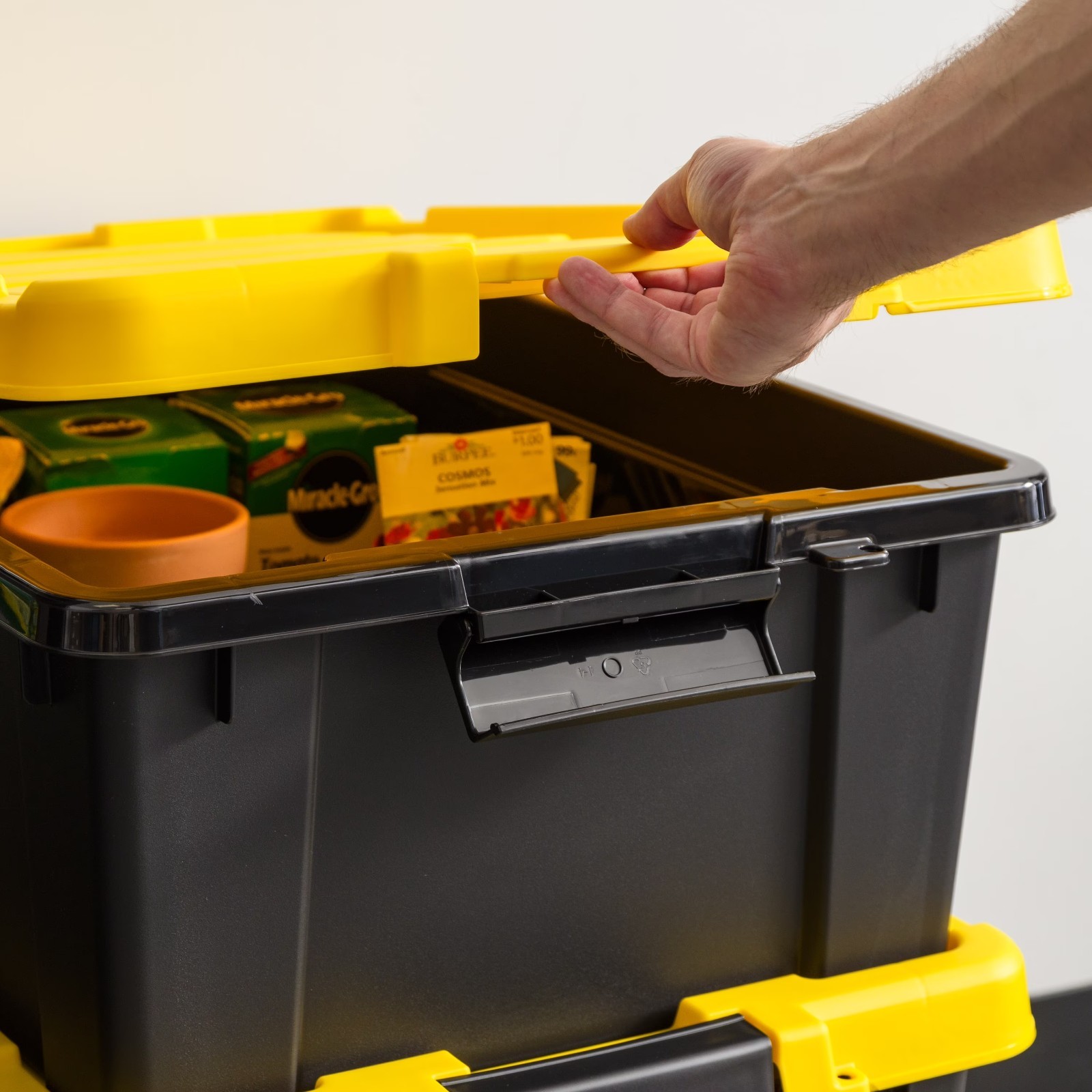 IRIS 12 Gallon Plastic Latching Storage Bin Tote Lid Black 3-Pack