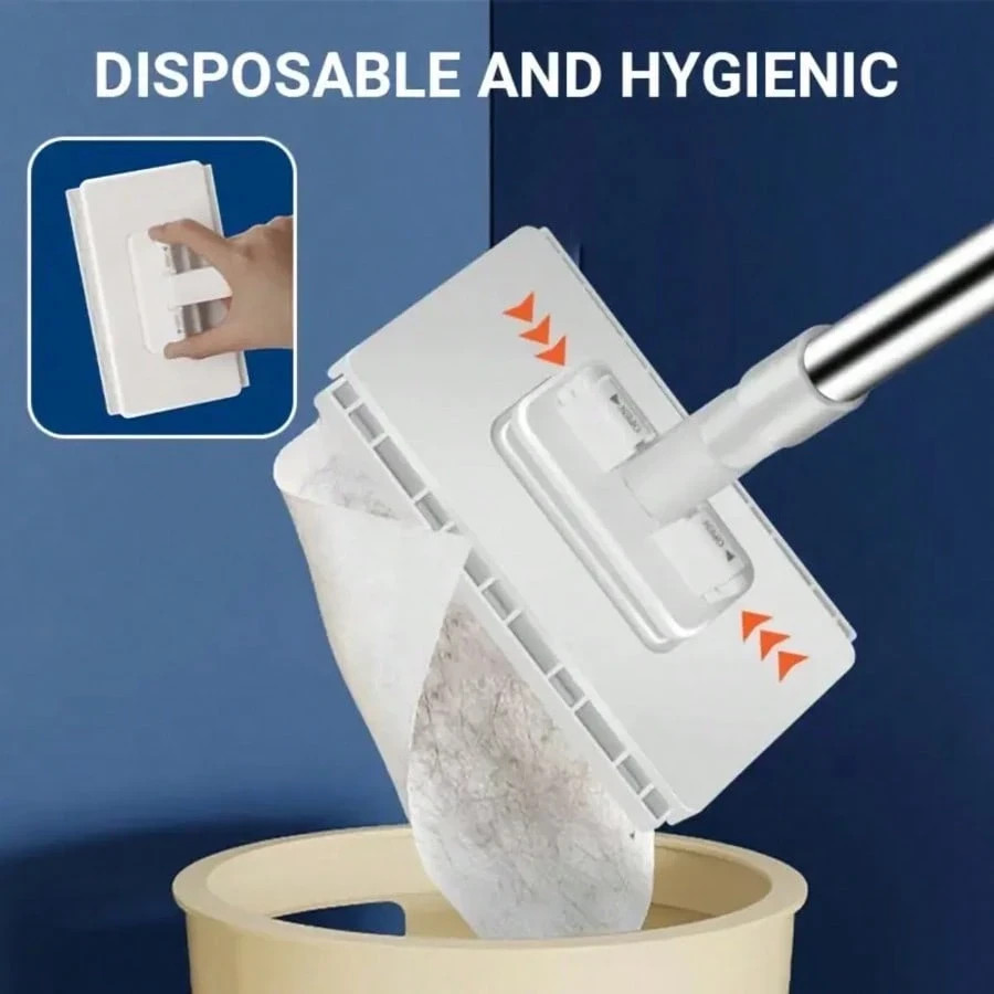Mini Flat Mop with Long Handle Hands-Free Cloth Replacement Wall Window Cleaner