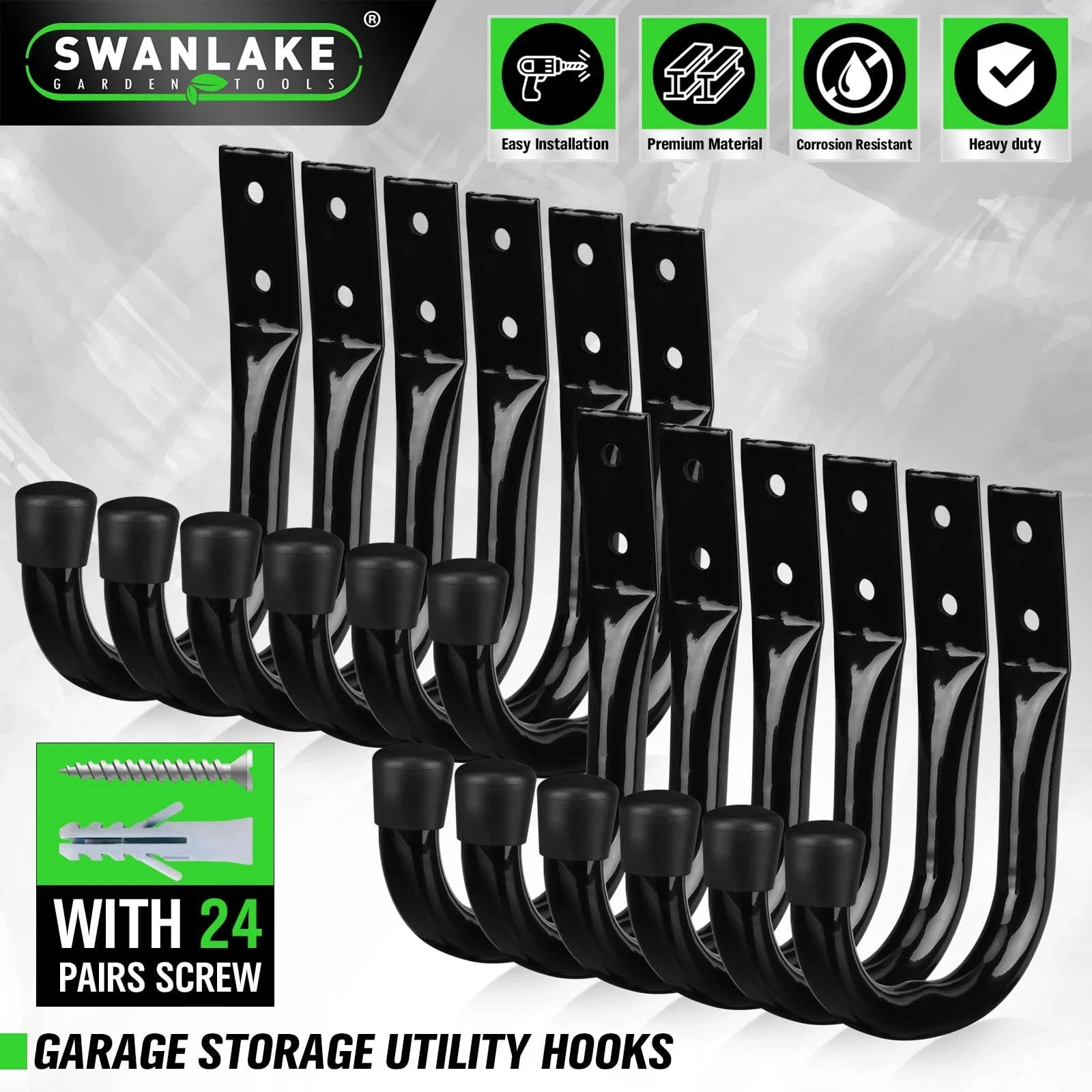 12 Pack Heavy Duty Garage Storage Hooks Wall Mount J Hooks for Hanging Tools