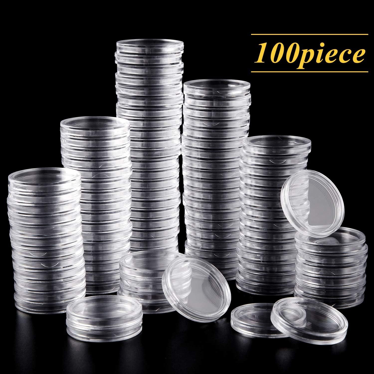 100Pcs 19mm 0.75inch Coin Holder Capsule Clear Round Storage for US Penny 1 cent