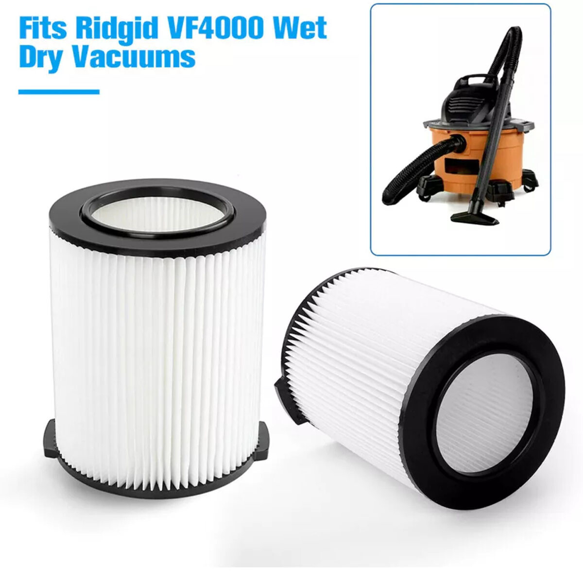 VF4000 Filter Replacement For RIDGID Shop Vac Wet/Dry Washable Vacuum Garage