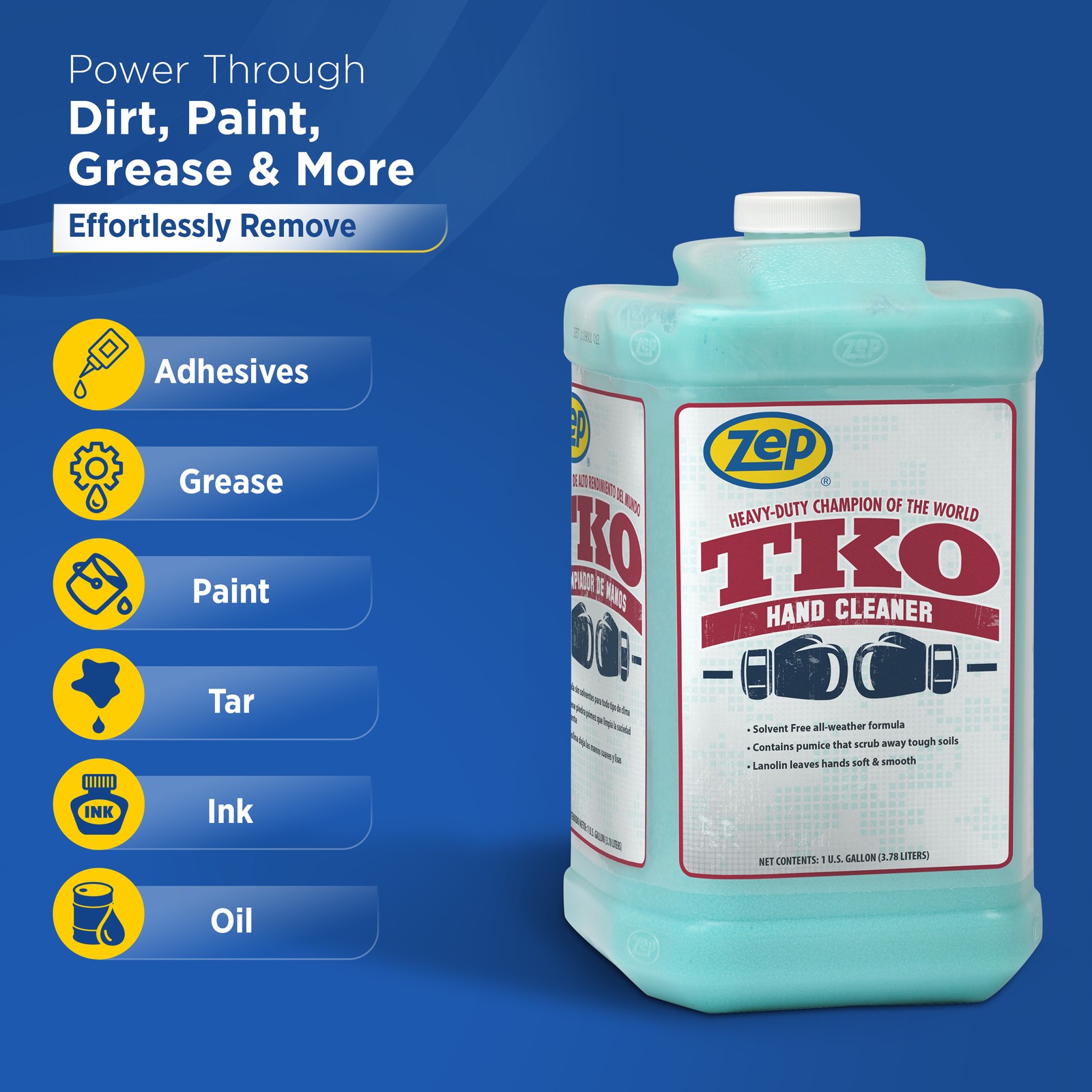 Zep TKO Heavy-Duty Industrial Hand Cleaner – 1 Gallon (Case of 2) – ECR548242