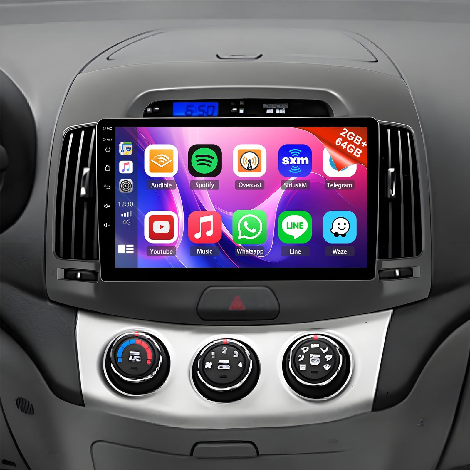 for Hyundai Elantra 2006 2010 9in Stereo Carplay Android Auto GPS Backup Camera
