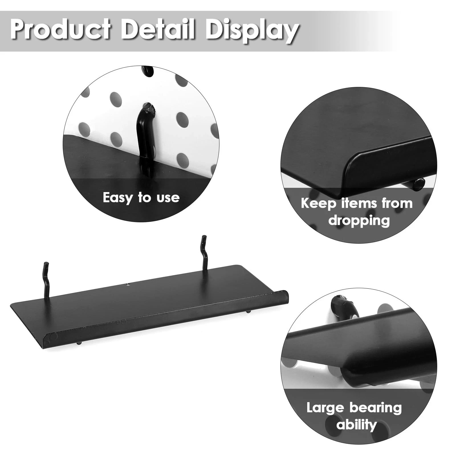 Pegboard Shelves 6 Pack – Medium Shelf for Garage Sturdy Iron Accessories