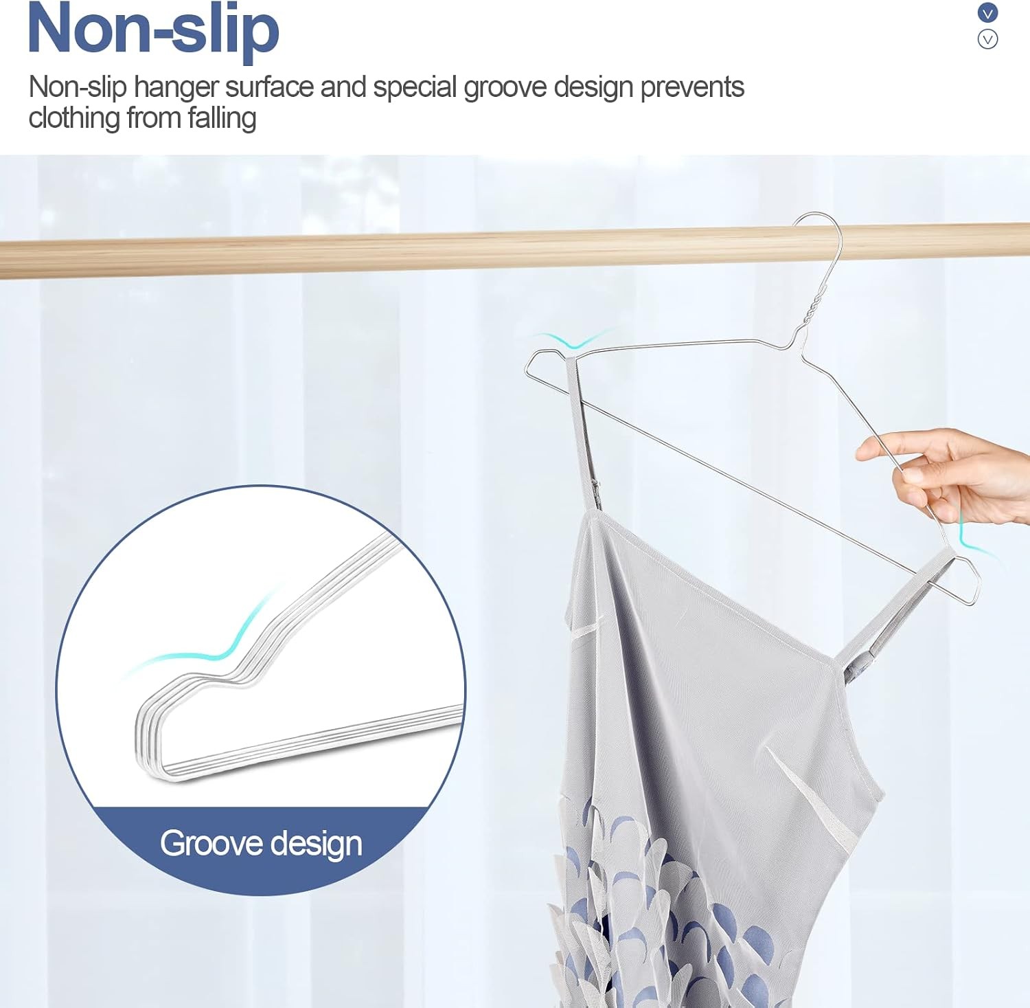 50 Pack Wire Metal Clothes Hangers – 16 Inch Ultra Thin Silver