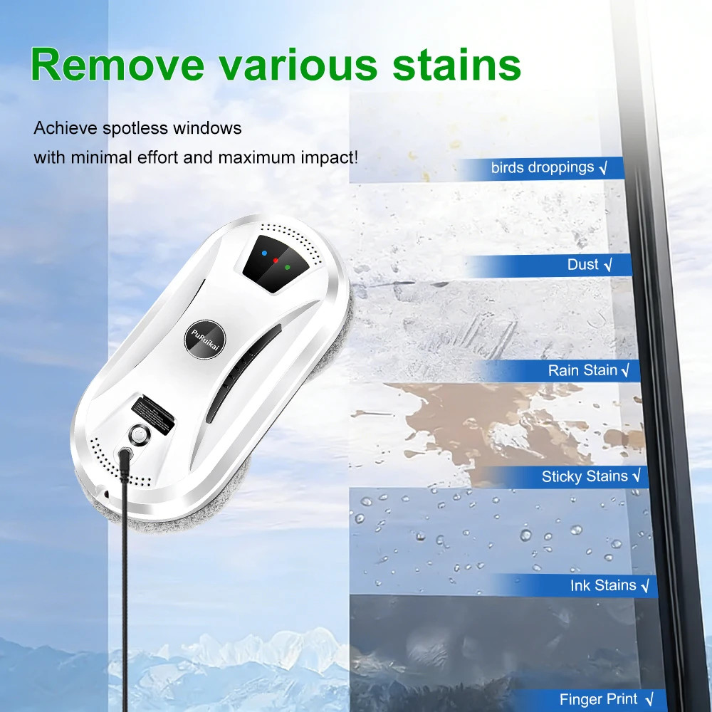 PuRuiKai Electric Window Cleaning Robot Vacuum 5600Pa Remote Control