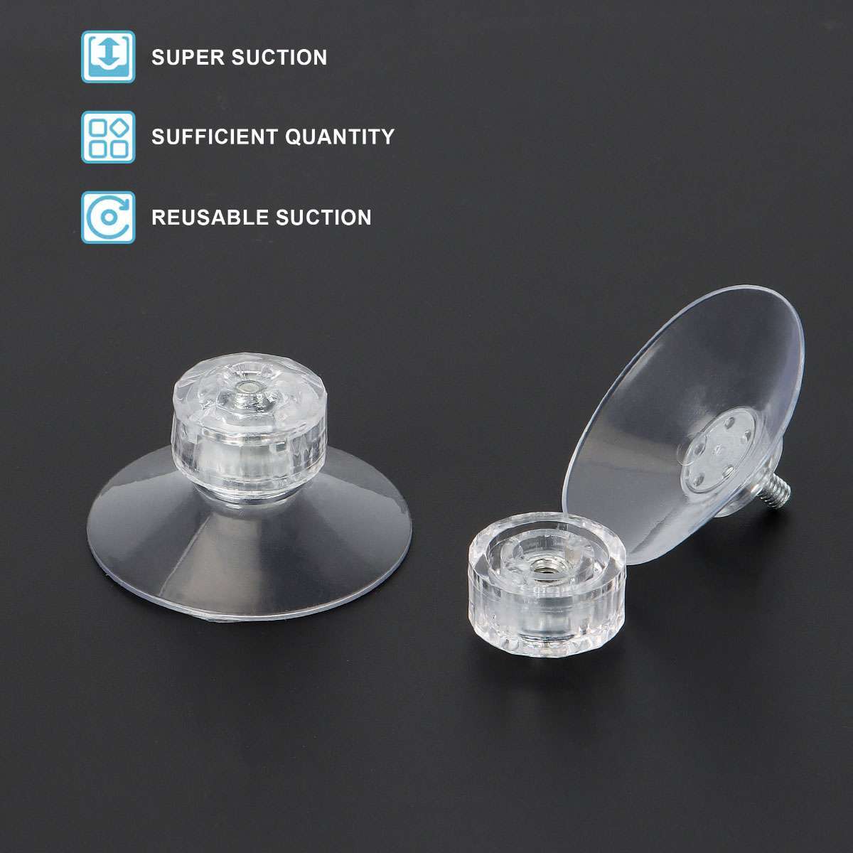 20Pcs Strong Suction Cups with Screw Rod Knurled Hook Clear Kitchen Glass Craft