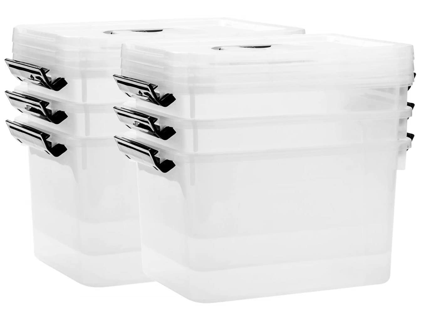 6 Quart Clear Storage Latch Box/Bins, 6-Pack Plastic Container with Latches a…