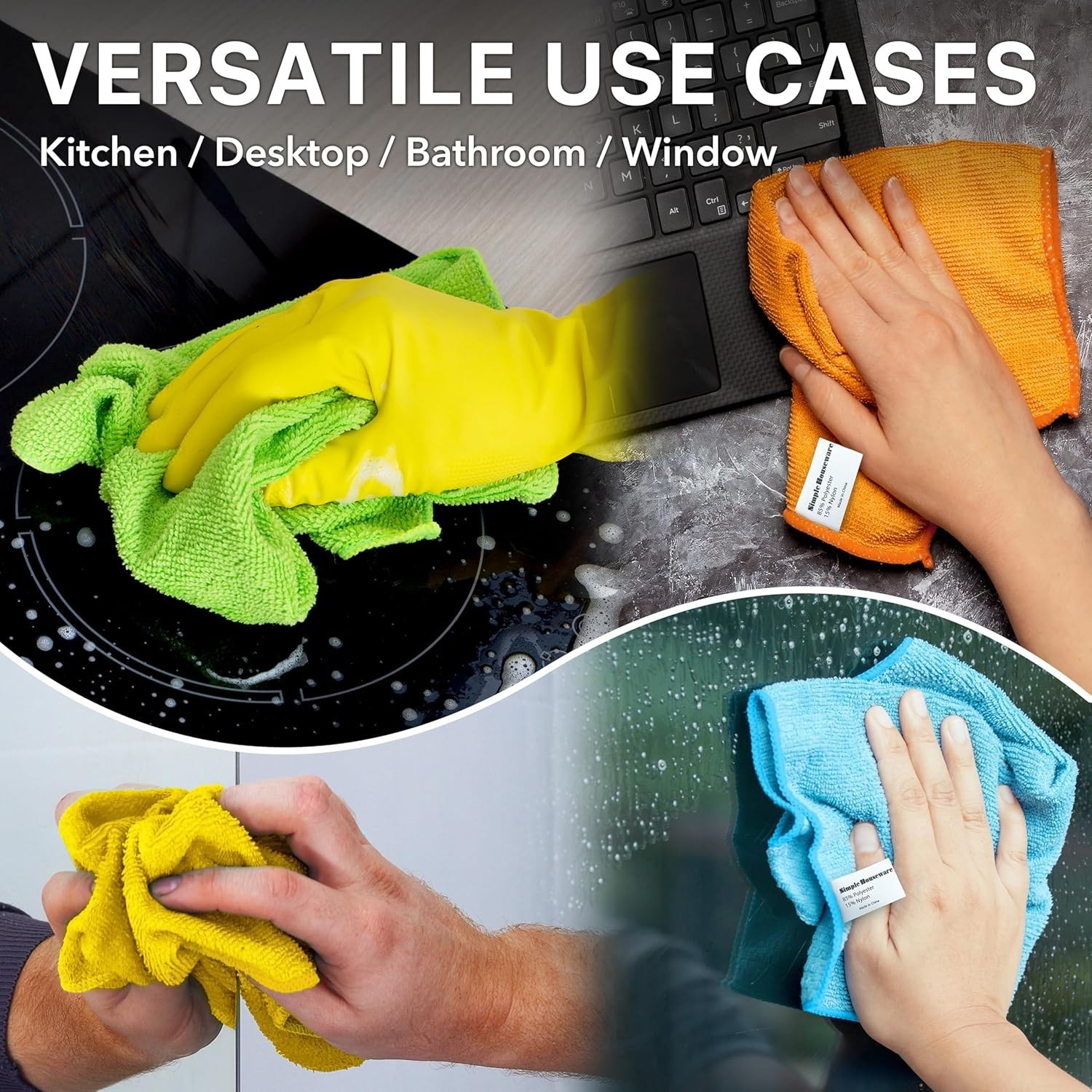 Microfiber Cleaning Cloths 50 Pack Ultra Soft Absorbent Scratch-Free