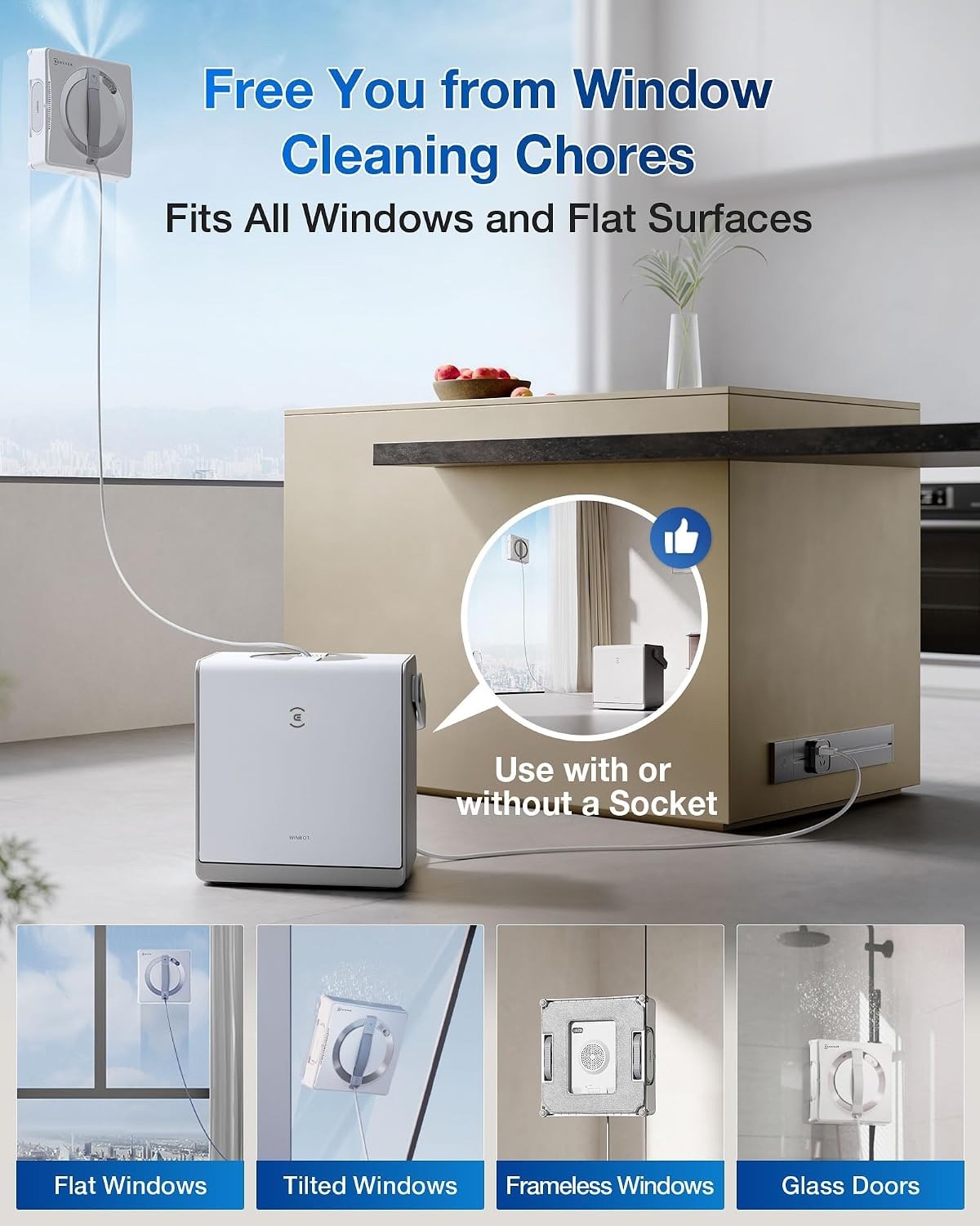 ECOVACS WINBOT W2 Pro Omni Portable Window Cleaning Robot, Intelligent Climbing