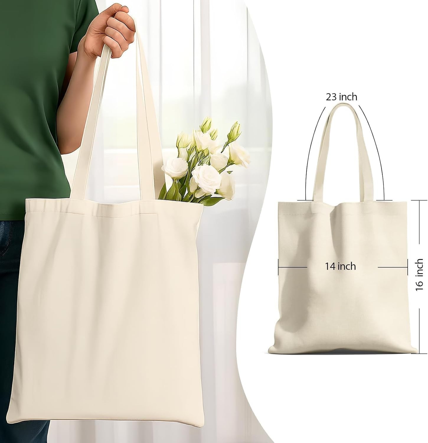 Durable and Lightweight Canvas Tote Bags – Perfect for Every Occasion, 200 Pack